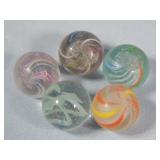 (5) Assorted Vintage Marbles Latticino/Double/Etc.