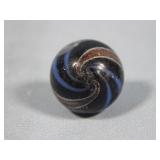 Handmade Blue Band Black Lutz Marble 0.554'