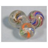 (3) Double Ribbon/Latticino German Marbles