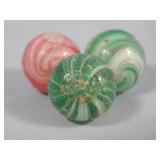 (3) Antique Teal & Pink Onionskin Marbles 0.6'