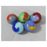 (5) Assorted Akro Agate Corkscrew Marbles 0.6'