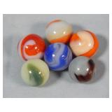 (6) Assorted Akro Agate Corkscrew Marbles 0.6'