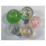 (5) Assorted Vintage Marbles MICA/Double/Coreless