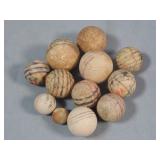 (12) Antique Unglazed China Marbles