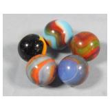 (5) Vintage Peltier Assorted Marbles 0.6'