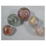(5) German Double Core/Latticino/Etc. Marbles