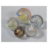 (5) Assorted Latticino (Yellow/White) Marbles