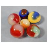 (6) Assorted Multi-Color Corkscrew Marbles