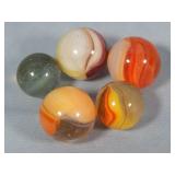 (5) Vintage Master Sunburst Marbles