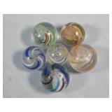 (6) Double Ribbon/Latticino German Marbles