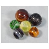 (6) Assorted Vintage Slag Marbles
