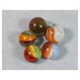 (5) Vintage Master Sunburst Marbles