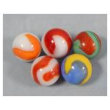 (5) Assorted Akro Agate Corkscrew Marbles 0.7'