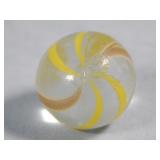 Antique Handmade Yellow Banded Lutz Marble 0.808'