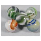 (5) Vintage Assorted Peltier Marbles 0.6'