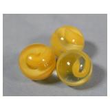 (3) Akro Agate Yellow Snake Marbles 0.6'