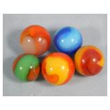 (5) Assorted Akro Agate Corkscrew Marbles
