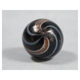 Handmade Blue Band Black Lutz Marble 0.694'