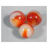 (3) Akro Agate Red Corkscrew Marbles