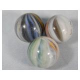 (3) Vintage Master Sunburst Marbles 0.6'
