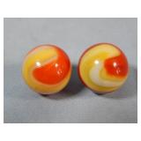 (2) Akro Agate Ketchup & Mustard Marbles 0.6'