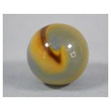 Akro Agate Yellow & Brown Corkscrew Marble 0.640'