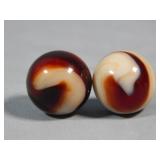 (2) Akro Agate Rootbeer Corkscrew Marbles 0.6'