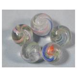 (5) Assorted German Marbles Latticino/Double