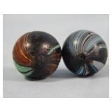 (2) Antique Multi-Color Onionskin Marbles