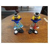 2 Fratelli Pitau handmade artglass clowns 6.5'