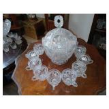 Birdie crystal punch bowl set 12 cups.