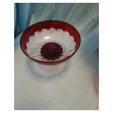 Ruby Waterford cut to clear 4.75 tall 6.25 wide.