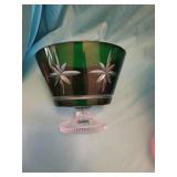 Waterford green footed bowl 5.5 tall 3.75 wide.