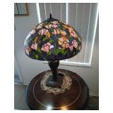 29 inch tall leaded glass lamp 21' wide shade.