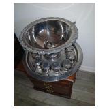 Silver plated, punchbowl set 12 cups.