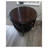 Round end table 28 inches wide by 25 tall.