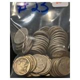 50 Buffalo nickels, no dates.