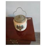 Antique biscuit jar painted england
