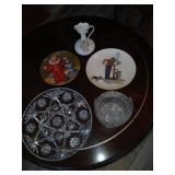 5 pieces, glass and plates.