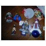 7 Christmas ornaments, clowns, glass more.