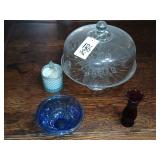 Four pieces of glass take dish bowl