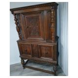 1920's antique, China closet oak 38 x 64 tall