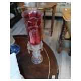 Luster lamp with cut to clear shade. Chipped