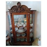 Outstanding antique foot oak bow front curio