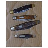 4 pocket knives, Craftsman old timer Boker.