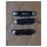 3 pocket knives, camco Boker, ideal.