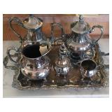 Silver platedd, Sheridan teaset with tray.