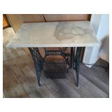 Singer sewing machine treadle base marble top
