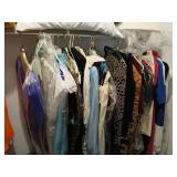 All the vintage women's clothes in the closet,