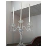 Crystal candelabra with prisms, 18 inches tall